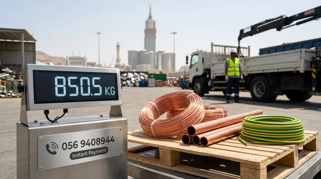 شراء سكراب نحاس مكة كوابل كهربائية وأنابيب نحاسية مع الوزن الديجيتال والنقل المجاني