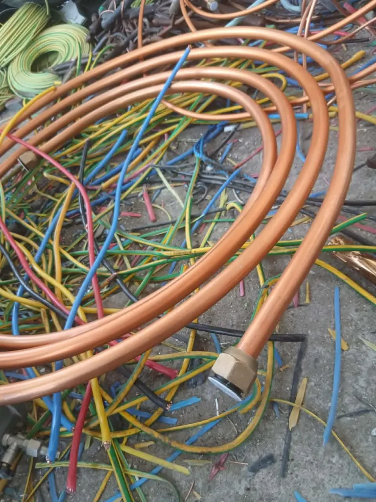 Different grades of copper scrap wire and cables ready for recycling in Jeddah